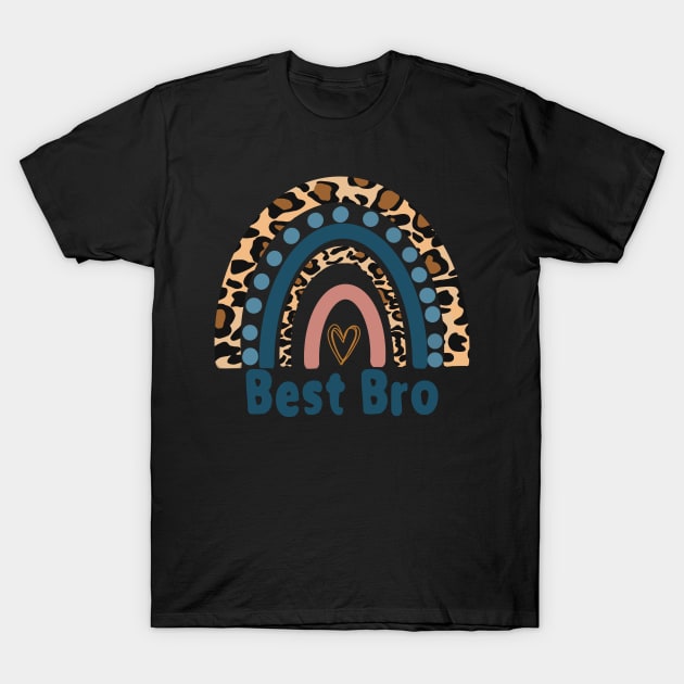 Best Bro Funny Gift For Brother Fun Leopard Rainbow Design T-Shirt by The Little Store Of Magic